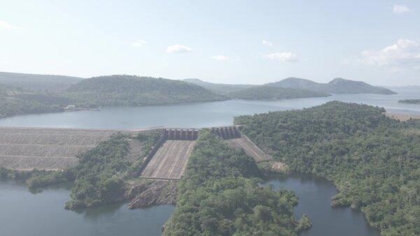 Akosombo Dam Spill Over Hills Vegetation Skies Blue Clear