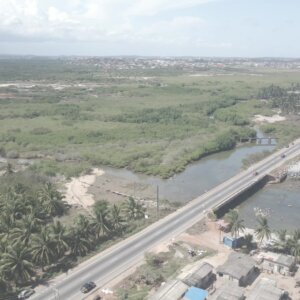 Elmina Beach Landscape Clear Blue Skies Bridge Road