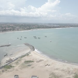 Elmina Castle Reveal Shot Ocean Shoreline Beach