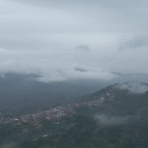 Fog Mountain Landscape Forest Town Clouds