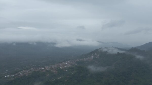 Fog Mountain Landscape Forest Town Clouds