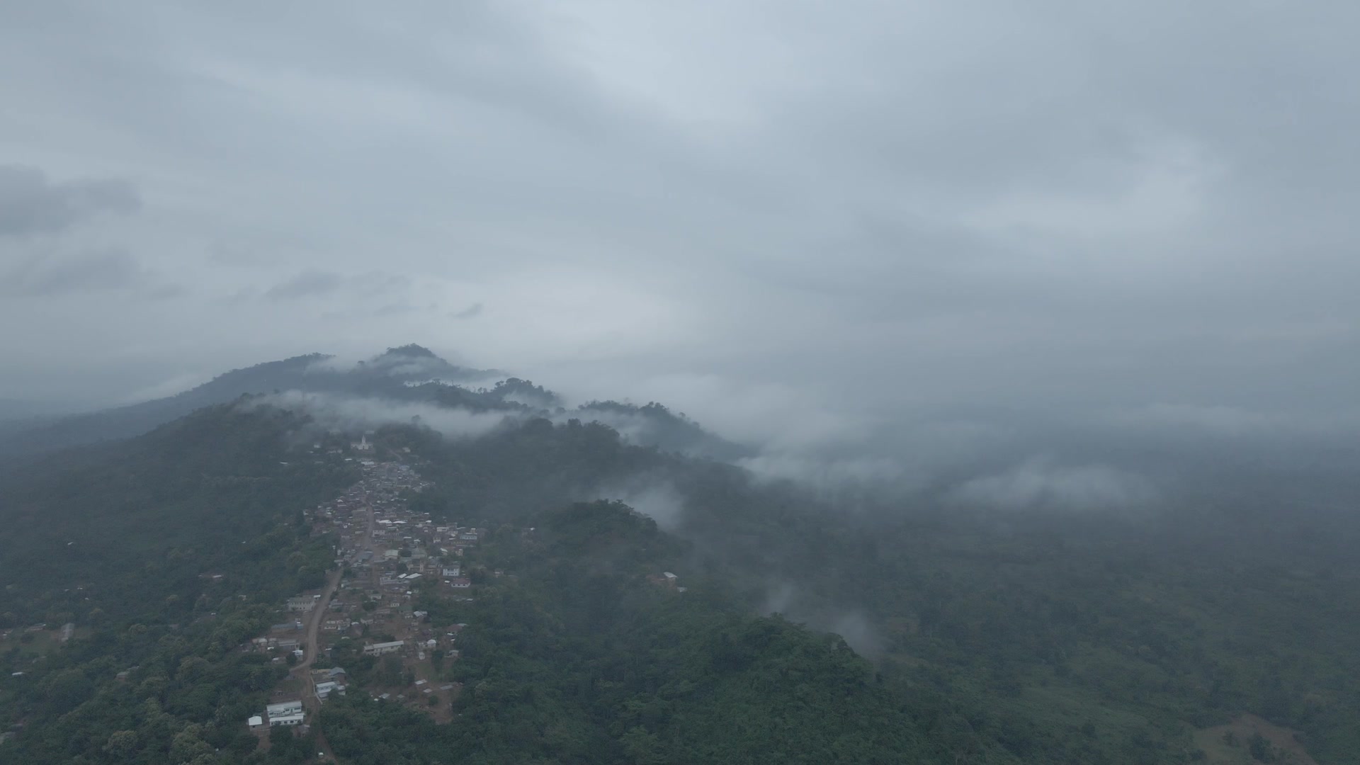 Fog Mountains Forest Clouds Town Hill Orbit Arc Wide