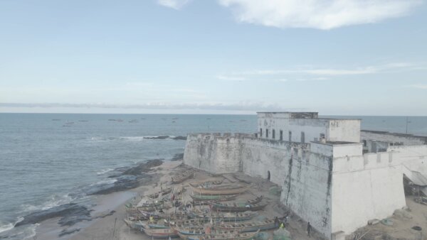 Fort Williams Anomabo East View Fishing Boats Skies Blue Clear