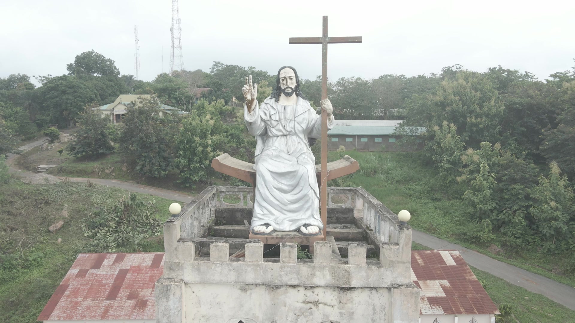 Jesus Statue Church Building Orbit 360