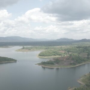 Lake Volta Landscape Scenery Clear Skies Hills Mountains Scene 2