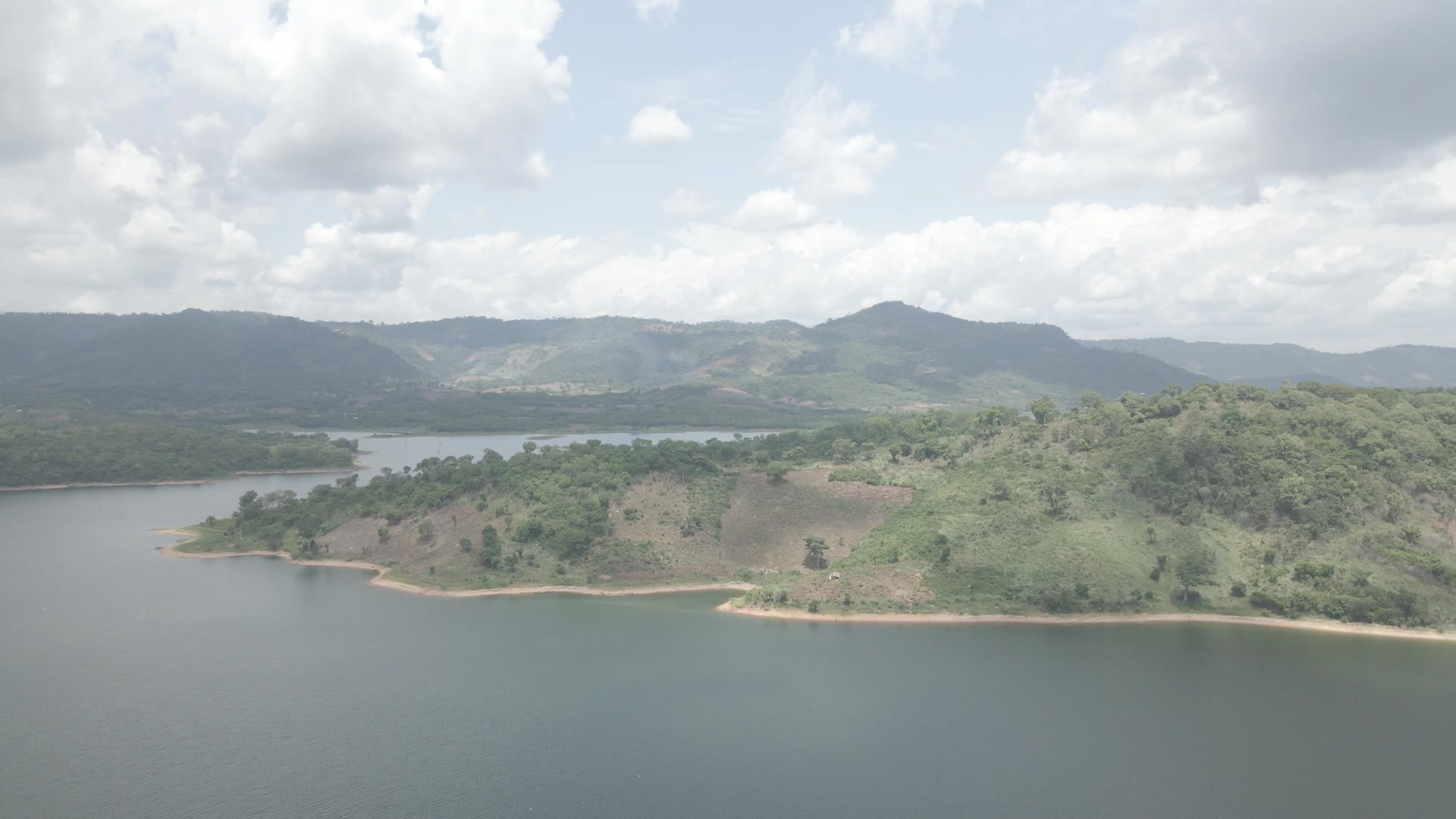 Lake Volta Landscape Scenery Clear Skies Hills Mountains