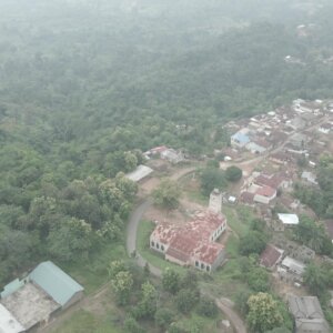 Landscape Township Houses Hill Forest Vegation Fog