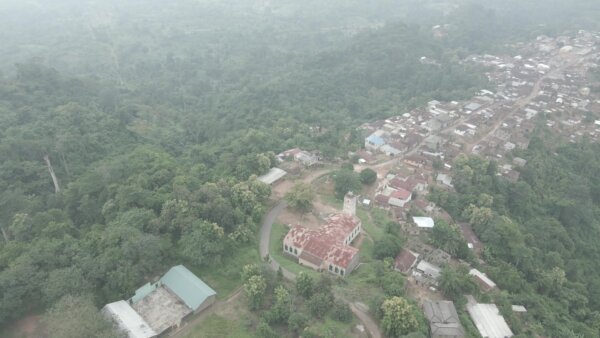 Landscape Township Houses Hill Forest Vegation Fog