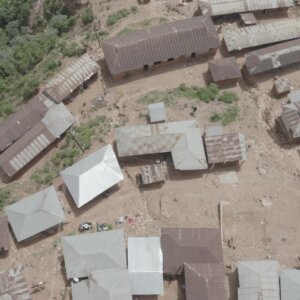 Shiare Hanging Village Mud Houses Top Down Rise Up Rocket Shot