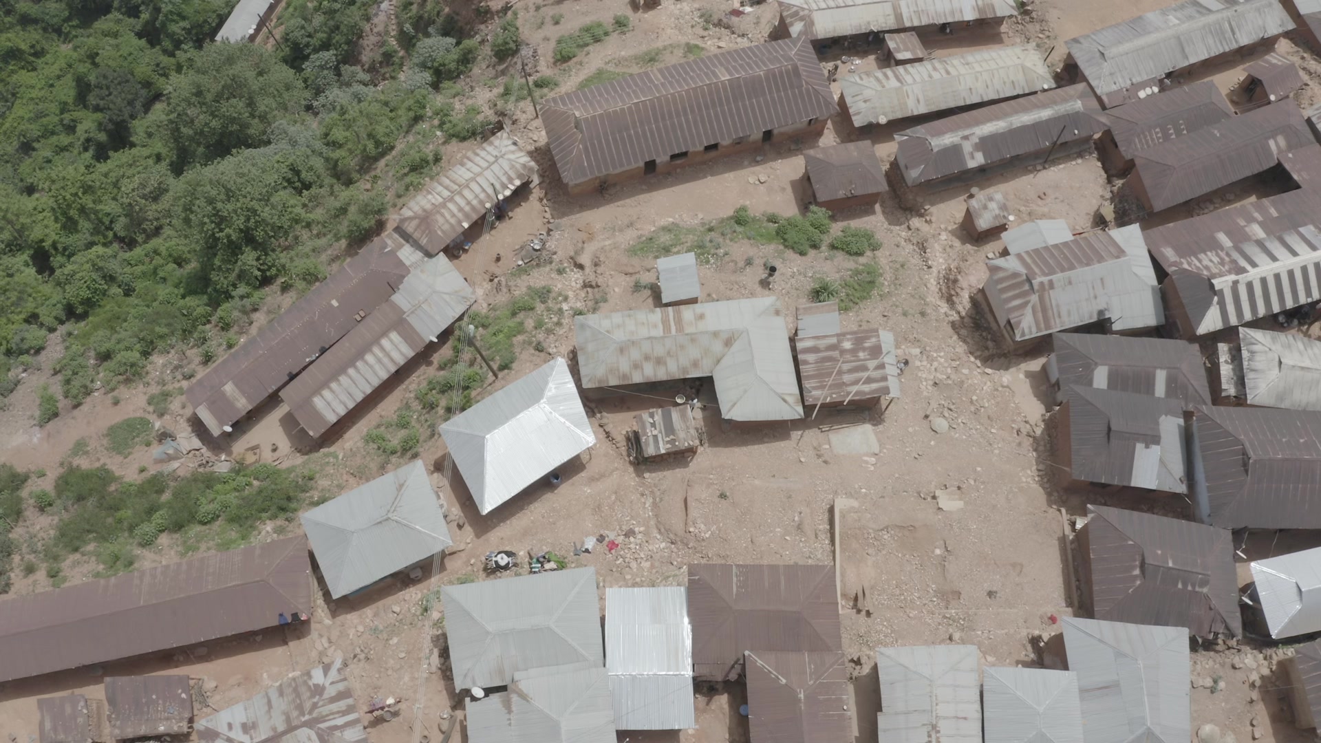 Shiare Hanging Village Mud Houses Top Down Rise Up Rocket Shot