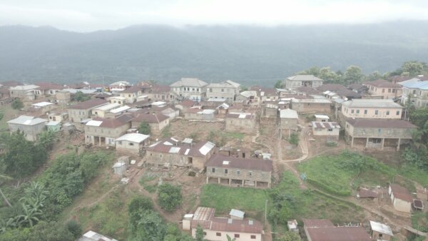 Town On Hill Vegetation Landscape Houses Community