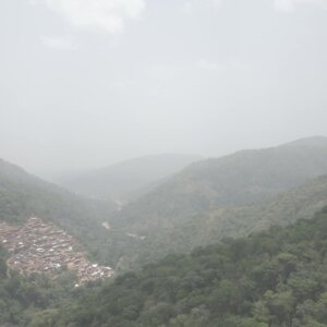 Village On Hill Mountain Shiare Afar Forest Fog