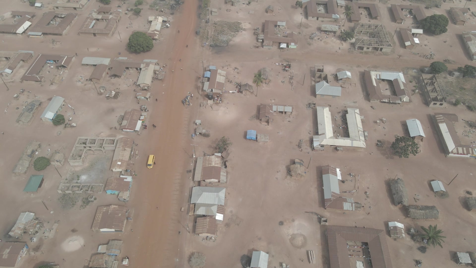 Village Settlement Landscape Grasslands Dust Road Top Down