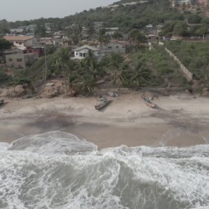 Waves Beach Pan View Boats Coconuts