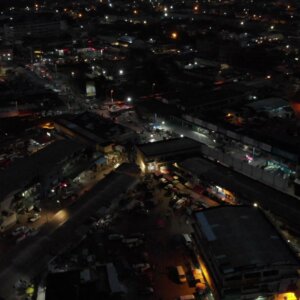 Koforidua Cityscape Night Flyover Scene 2