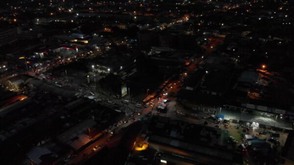 Koforidua Cityscape Night Flyover Scene 3 Fuel Station