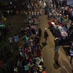 Koforidua Night Street Market Crowded Traders Busy