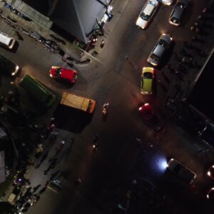 Koforidua Top Down View Intersection Night