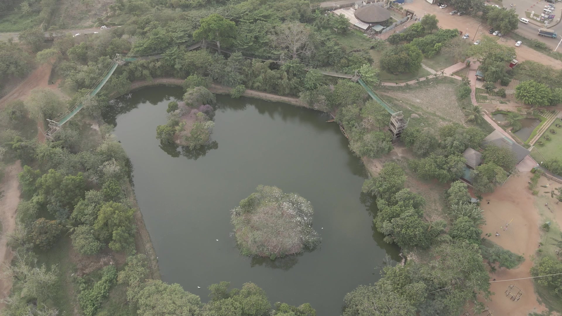 Legon Botanical Garden Aerial View Lake Water Trees