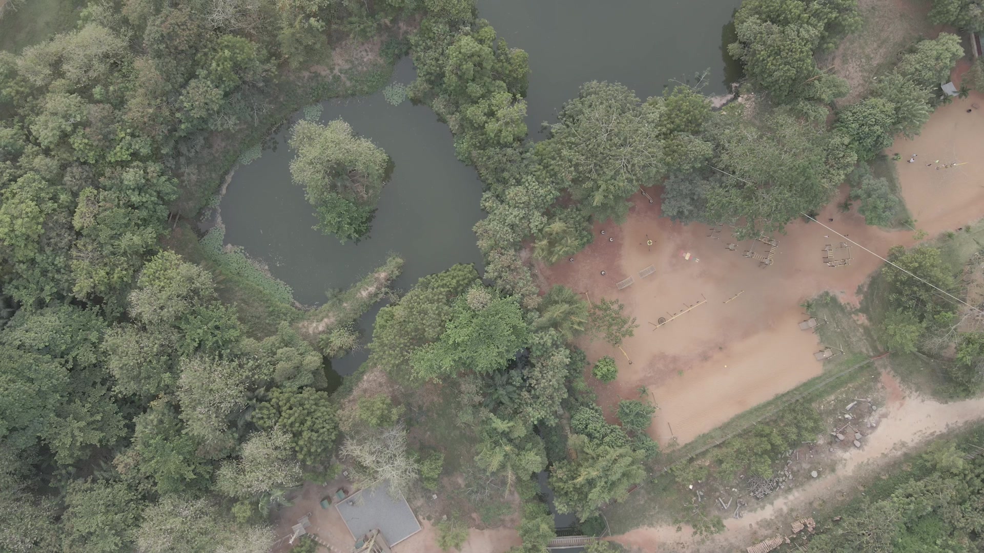 Legon Botanical Garden Top Down View Lake Pan Full