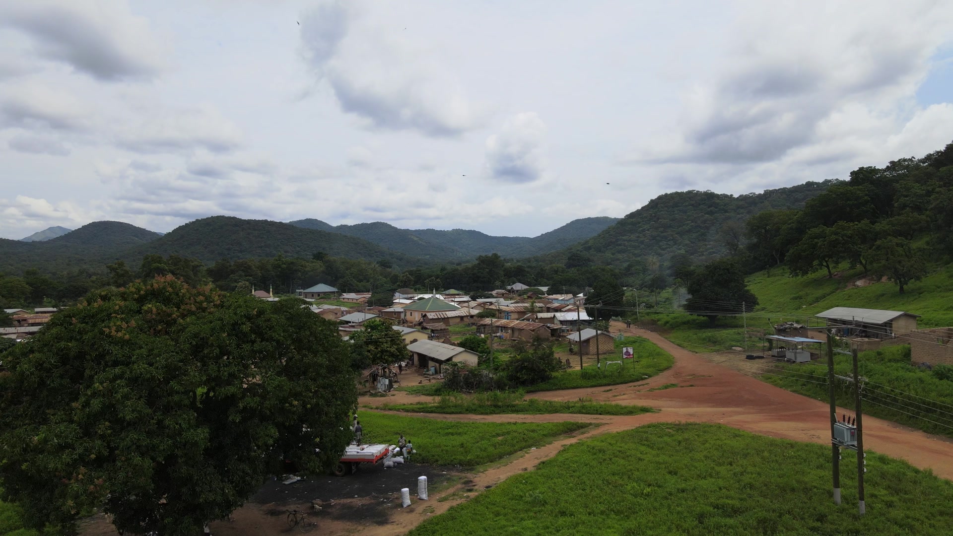 Village Community Settlement Mountains Houses Hills