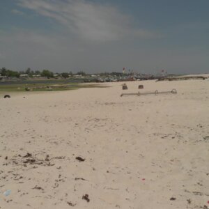 Beach Shoreline Low Fly Boats Densu Delta Sandy