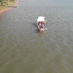 Outboard Motor Boat Volta River Aerial View