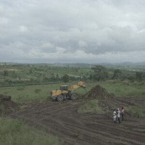 Construction Bulldozer Clears Land Site Orbit 360 Full