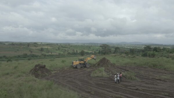 Construction Bulldozer Clears Land Site Orbit 360 Full