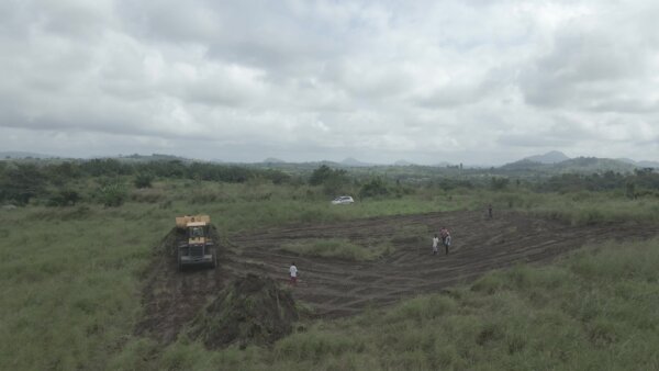 Construction Bulldozer Heaps Sand Land Arc