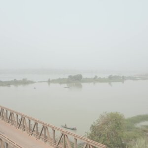 Damanko Bridge Oti River Flyover Top Down View