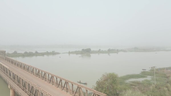 Damanko Bridge Oti River Flyover Top Down View