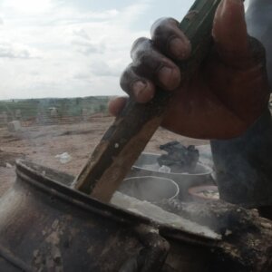 Driving Banku Food Construction Site Coal Pot Scene 2