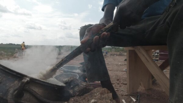 Driving Banku Food Construction Site Coal Pot