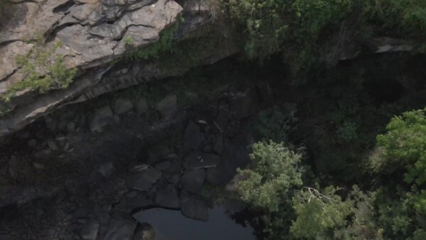 Akumersu Waterfalls Top Down View Descend Spin