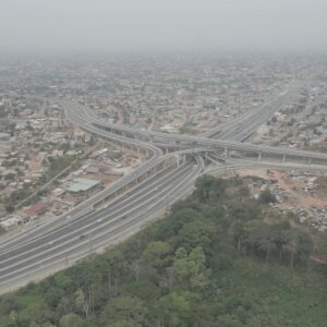 Pokuase Interchange Arc Wide Shot Facing Nsawam