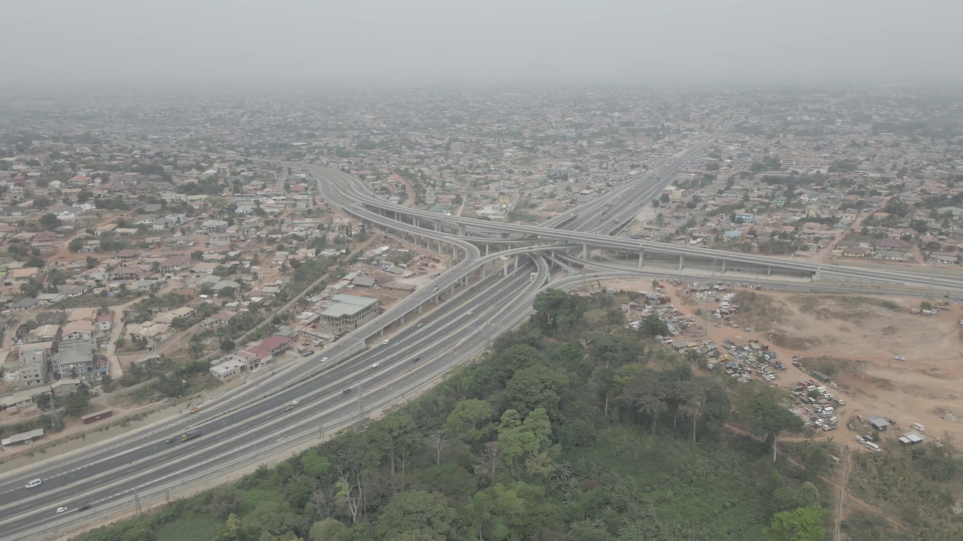 Pokuase Interchange Arc Wide Shot Facing Nsawam