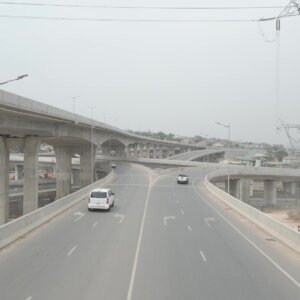 Pokuase Interchange Follow Traffic Under Stack Layer