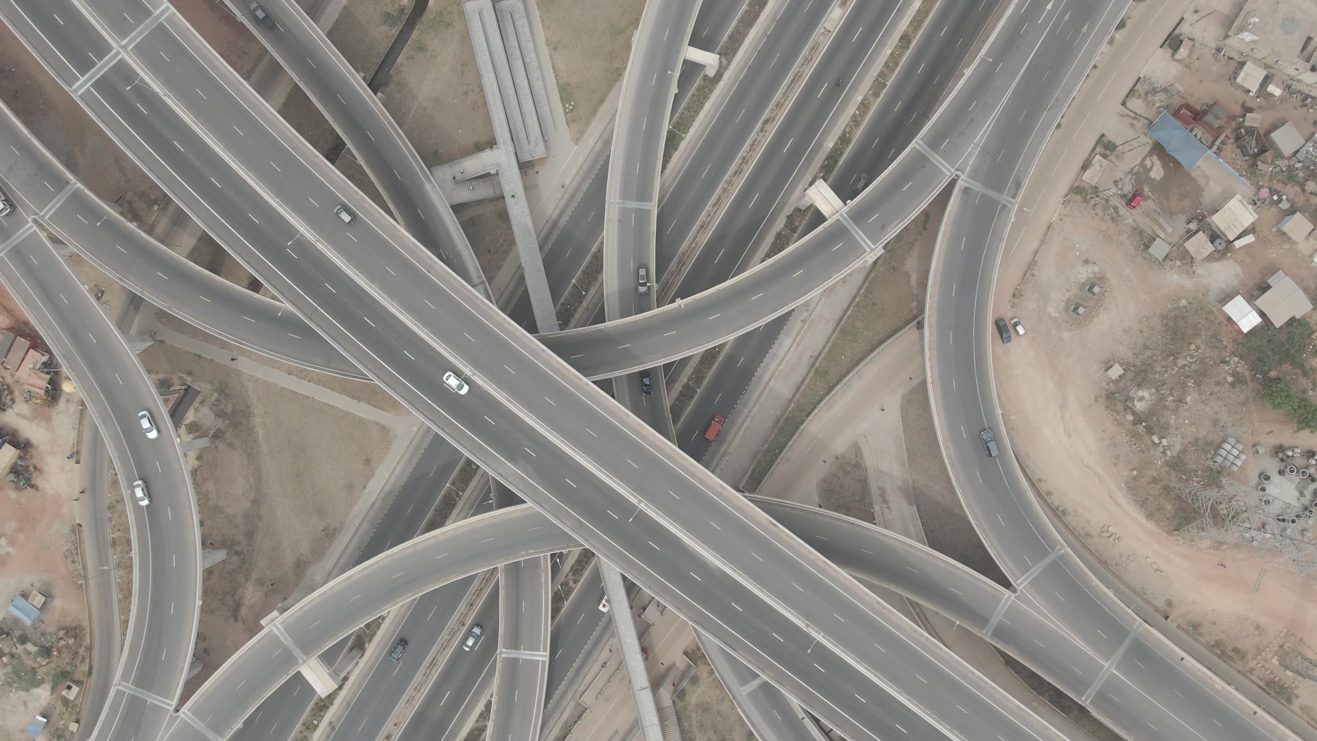 Pokuase Interchange Top Down View Spin Close Up