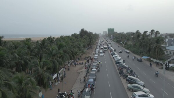 Busy Street Road Highway Beach Coconut Trees