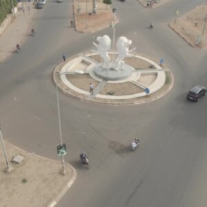 Carrefour Des Deux Lions Lome Togo Press In Shot